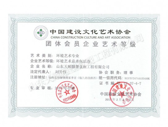 環(huán)境藝術(shù)企業(yè)藝術(shù)等級(jí)證書(shū)
